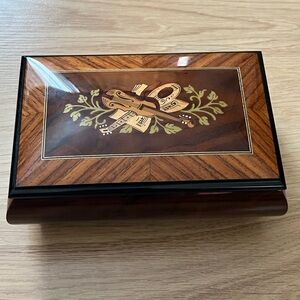 Wooden Jewelry Box with Inlay Design